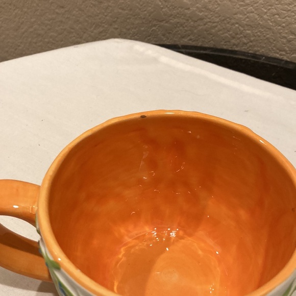 Clay Art Oversized Floral Owl Mug Cup Colorful Design with Orange Inside 18oz - Picture 7 of 8